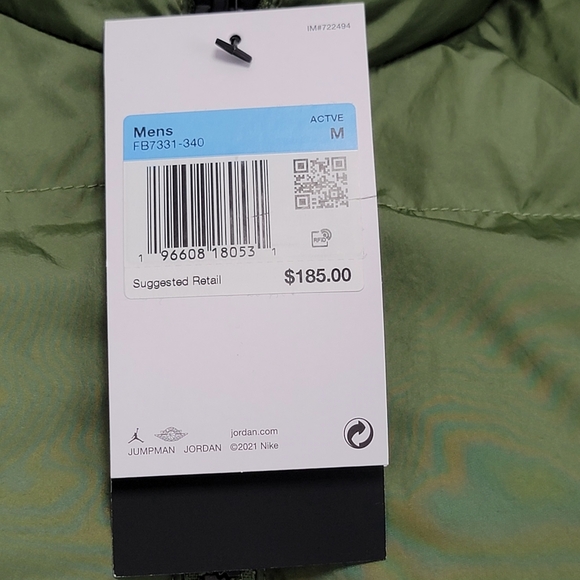 Nike Jordan Essentials Poly Puffer Jacket Sky Olive FB7331 340 Men's Size M New - Picture 4 of 9